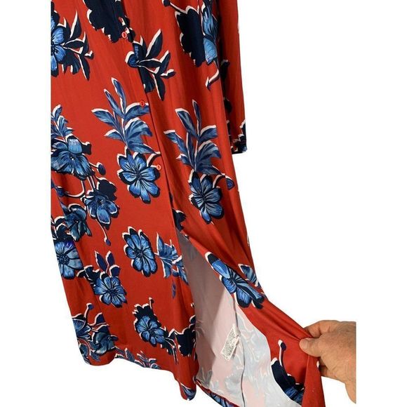 Zara Jersey Shirt Dress Size Large V-neck Button Long Sleeve Collared 5239 - Picture 4 of 8